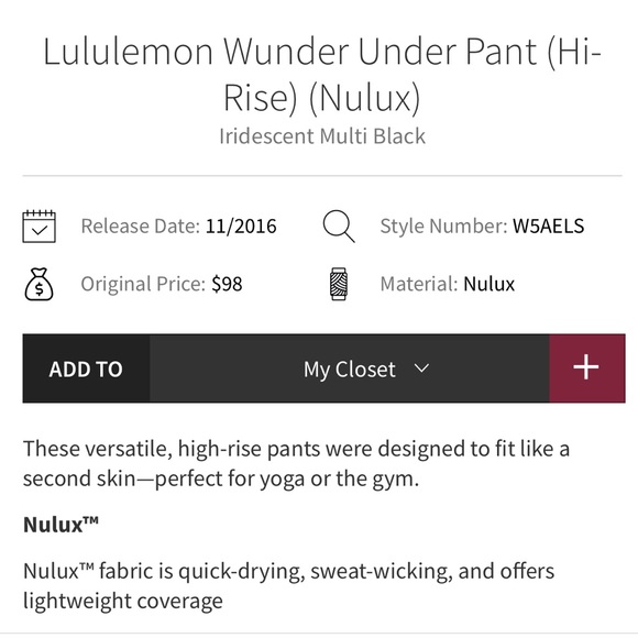 785. GUC - Lululemon Wunder Under Pant Hi-Rise 25” Nulux Iridescent Multi Black - Picture 2 of 7